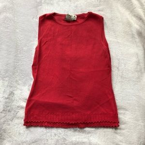 Red Sleeveless Knitted Top Size Medium